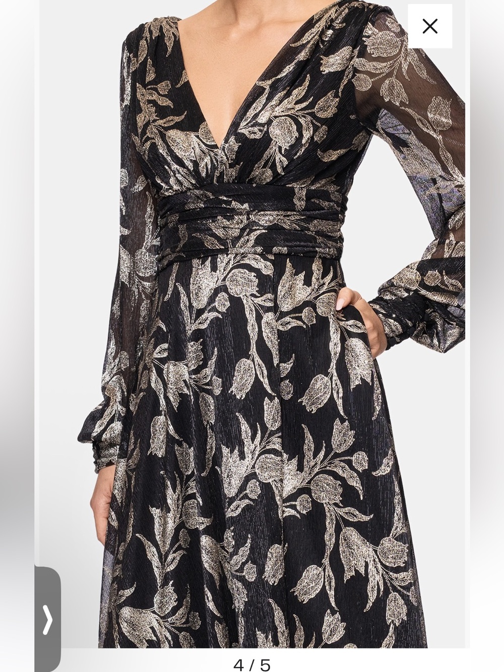 Betsy & Adam Black and Gold Floral Long-Sleeve Dress - Picture 7 of 11